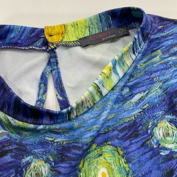 Women’s Azalea By Firmiana Blue and Yellow Artistic Print Dress - Picture 5 of 5